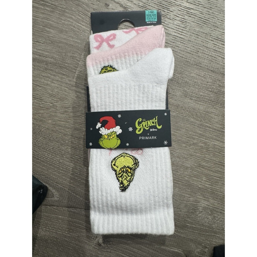 *NEW* Grinch Socks 3 Pack X Primark Size 4-7